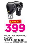 Everlast Pro Style Training Gloves 12oz, 14oz, 16oz-Each