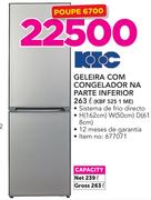 KIC 263Ltr Geladeira Com Congelador Na Parte Inferior KBF 525 1 ME