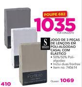 Sheraton jogo de 3 pecas de lençois em poli algodao Queen com elastico inclui duas fronhas