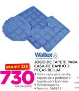 Waltex jogo de tapete para casa de banho 3 pecas Bell at-por conjunto