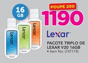 Pacote Triplo de Lexar V20 16GB