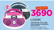 Logik Leitor de CD e USB com Rádio Portátil RSH-441869 P-cada