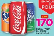 Coke/Fanta ou Sprite Cans-6 x 330ml