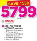 Bosch 326Ltr All Fridge Metallic KSV33NI30