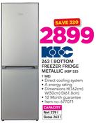 KIC 263Ltr Bottom Freezer Fridge Metallic KBF525 1ME