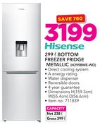 Hisense 299Ltr Bottom Freezer Fridge Metallic H299BME-WD