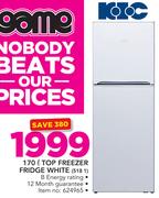 KIC 170Ltr Top Freezer Fridge White 518 1