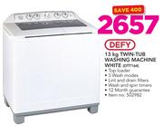 Defy 13Kg Twin Tub Washing Machine White DTT164