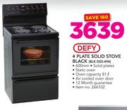 Defy 4 Plate Solid Stove Black BLK DSS-494