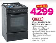 Defy 60Cm 4 Burner Gas Stove Black DGS170