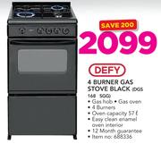 Defy 4 Burner Gas Stove Black DGS168 SGG