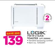 Logik 750W 2 Slice Toaster LPT200NW