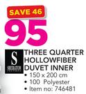 Sheraton Three Quarter Hollow Fiber Duvet Inner