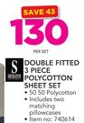 Sheraton Double Fitted 3 Piece Polycotton Sheet Set-Per Set Includes Two Matching Pillowcases