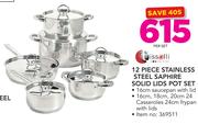 Tissolli 12 Piece Stainless Steel Saphire Solid Lids Pot Set-Per Set