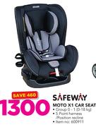 Safeway Moto X1 Car Seat With 5 Point Harness/Position Recline