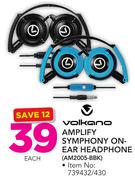 Volkano Amplify Symphony On-Ear Headphone AM2005 BBK-Each