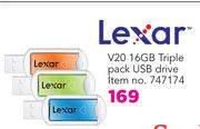 Lexar V20 16GB Triple Pack USB Drive