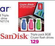 Sandisk Triple Pck 8GB Cruzer Flash Drives