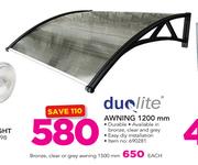 Duolite Awning 1500mm In Bronze, Clear Or Grey-Each