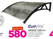 Duolite Awning 1200mm In Bronze, Clear Or Grey-Each