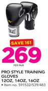 Everlast Pro Style Training Gloves 12OZ, 14Oz, 16OZ-Per pair
