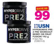 USN Hyperdrive Pre-2 Pre Workout Berry Or Fruit Fusion-192g Each