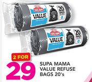 Supa Mama Value Refuse Bags 20's-For 2