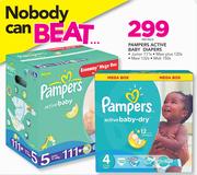 Pampers Active Baby Diapers (Junior 111's/Maxi Plus 120's/Maxi 132's Or midi 150's Pack)-Per Pack