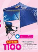Discovery Adventures 3X3m Instant Gazebo With Free Discovery Camp Chair
