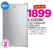 Logik 120Ltr Stainless Steel Bar Fridge LSD-120M