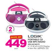 Logik Portable CD USB MP3 Radio RSH-441869-P-Each