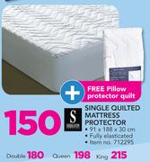 Sheraton Double Quilted Mattress Protector With Free Pillow Protector Quilt