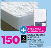 Sheraton Single Quilted Mattress Protector With Free Pillow Protector Quilt