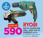 Ryobi 500W Handline Drill And 650W Grinder DG-2K