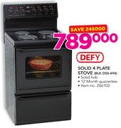Defy Solid 4 Plate Stove BLK DSS-494