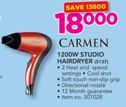 Carmen 1200W Studio Hairdryer 5137