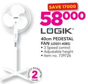 Logik 40Cm Pedestal Fan LDS01-40BS