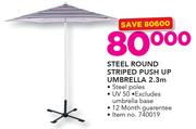Steel Round Striped Push Up Umbrella 2.3m