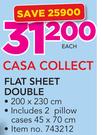 Casa Collect Flat Sheet Double 200x230cm Including 2 Pillow Cases 45x70cm-Each