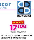Decorland Ready Made 25mm Aluminium Venetian Blinds (White) 600x1000mm