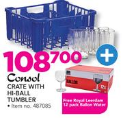 Consol Crate With Hi-Ball Tumbler Including Free Royal Leerdam 12 pack Ballon Water