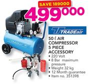 Tradeair 50Ltr Air Compressor 5 Piece Accessory