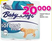 Toilet Rolls 2 Ply White-18's