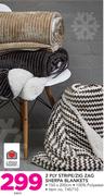 Always Home 2 Ply Stripe/Zig Zag Sherpa Blankets-Each