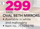 Oval Beth Mirrors In White And Mahogany-Each