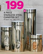 Casa 4 Piece Stainless Steel Canister Set-Per Set