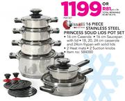 Tissolli 16 Piece Stainless Steel Princess Solid Lids Pot Set-Per Set