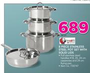Tissolli 8 Piece Stainless Steel Pot Set With Solid Lids-Per Set