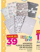 Little One Assorted Fleece Blankets Or Receivers-Each